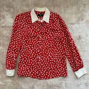 APC x Vanessa Seward red silk long sleeve shirt